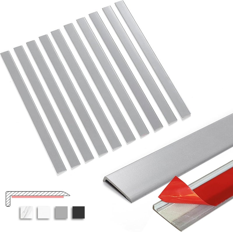 Tilingview 10 Pcs Peel and Stick Tile Trim Edge, Self-Adhesive 12" PVC Molding Edging for Kitchen Backsplash (Dull Gray) - Image 1